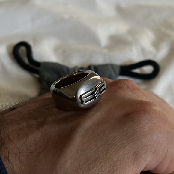 BB Icon Signet Ring in Antique Silver Brass - Picture 5 of 5